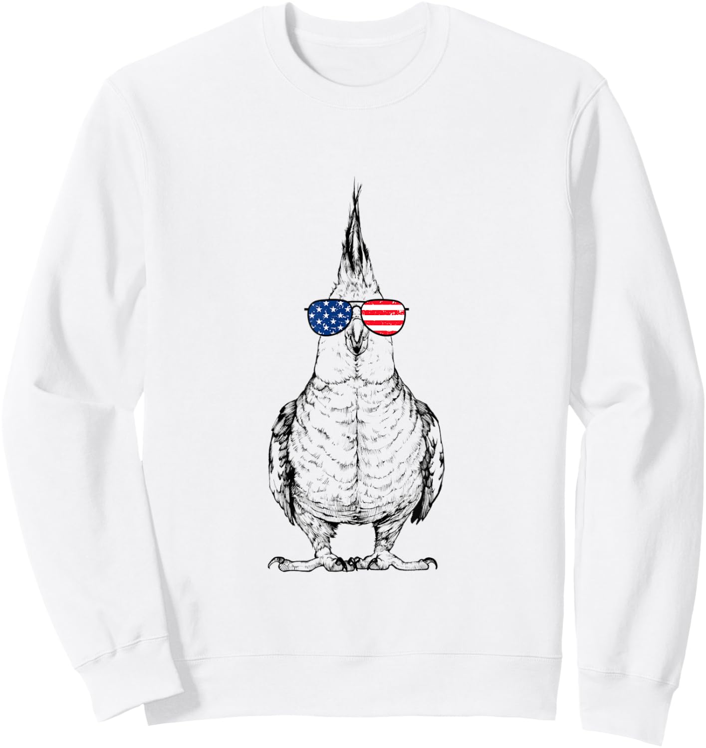 4th of July Cockatiel Bird Patriotic USA Sunglasses American Sweatshirt - Sweatshirt | White