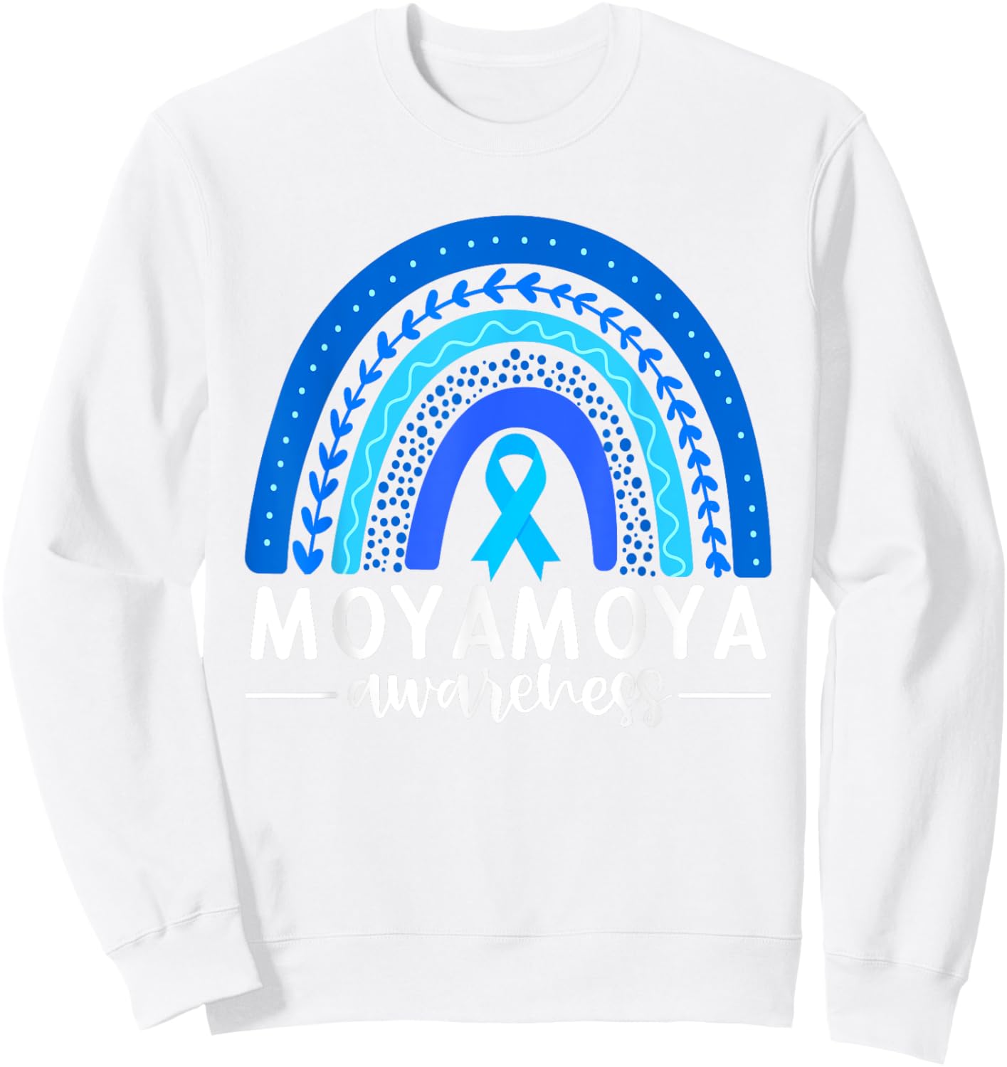 Moyamoya Awareness Shirt Blue Rainbow Boho Moyamoya Disease Sweatshirt - Sweatshirt | White