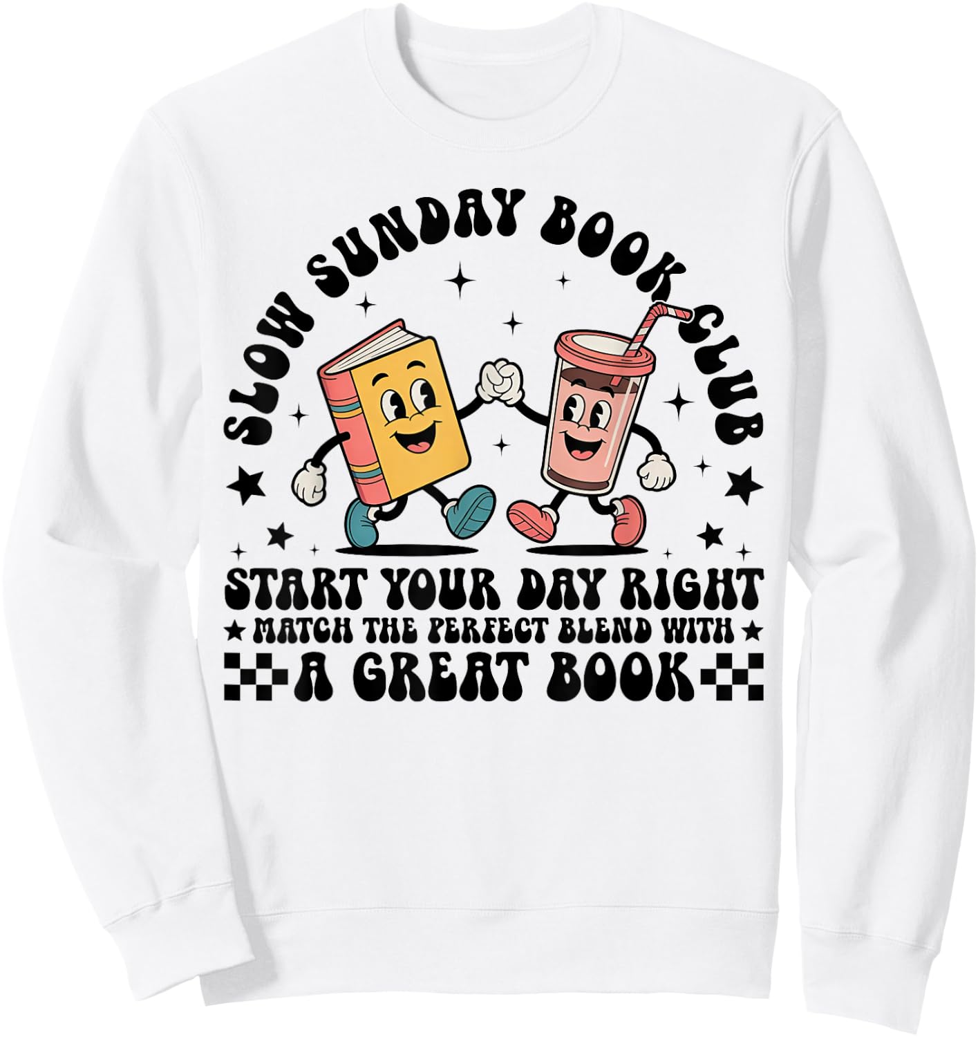 Slow Sunday Book Club Funny Reading Coffee And Book Lovers Sweatshirt - Sweatshirt | White