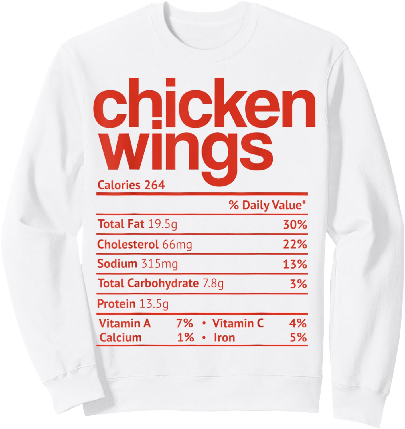 Chicken Wings Nutrition Fact Funny Thanksgiving Christmas Sweatshirt - Sweatshirt | White