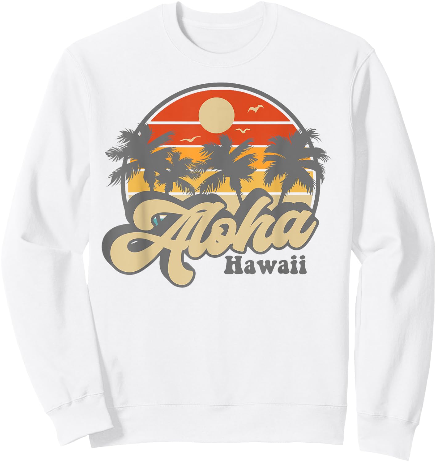 Aloha Hawaii Hawaiian Island Palm Surfboard Beach Surf retro Sweatshirt - Sweatshirt | White