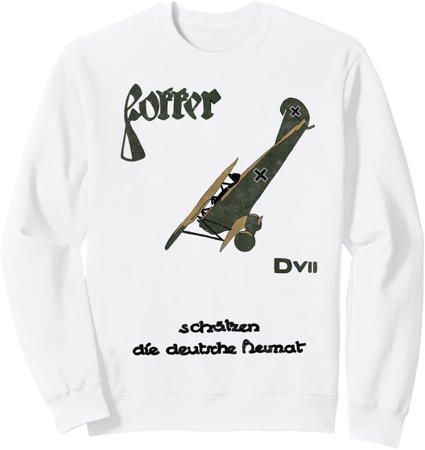 Fokker D.II WW1 German Biplane Airplane Vintage Sweatshirt - Sweatshirt | White