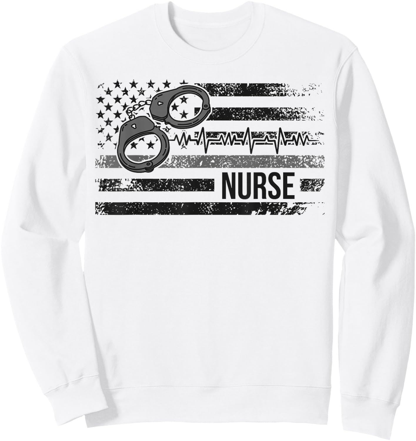 Correctional Nurse American Flag Corrections Nursing Sweatshirt - Sweatshirt | White