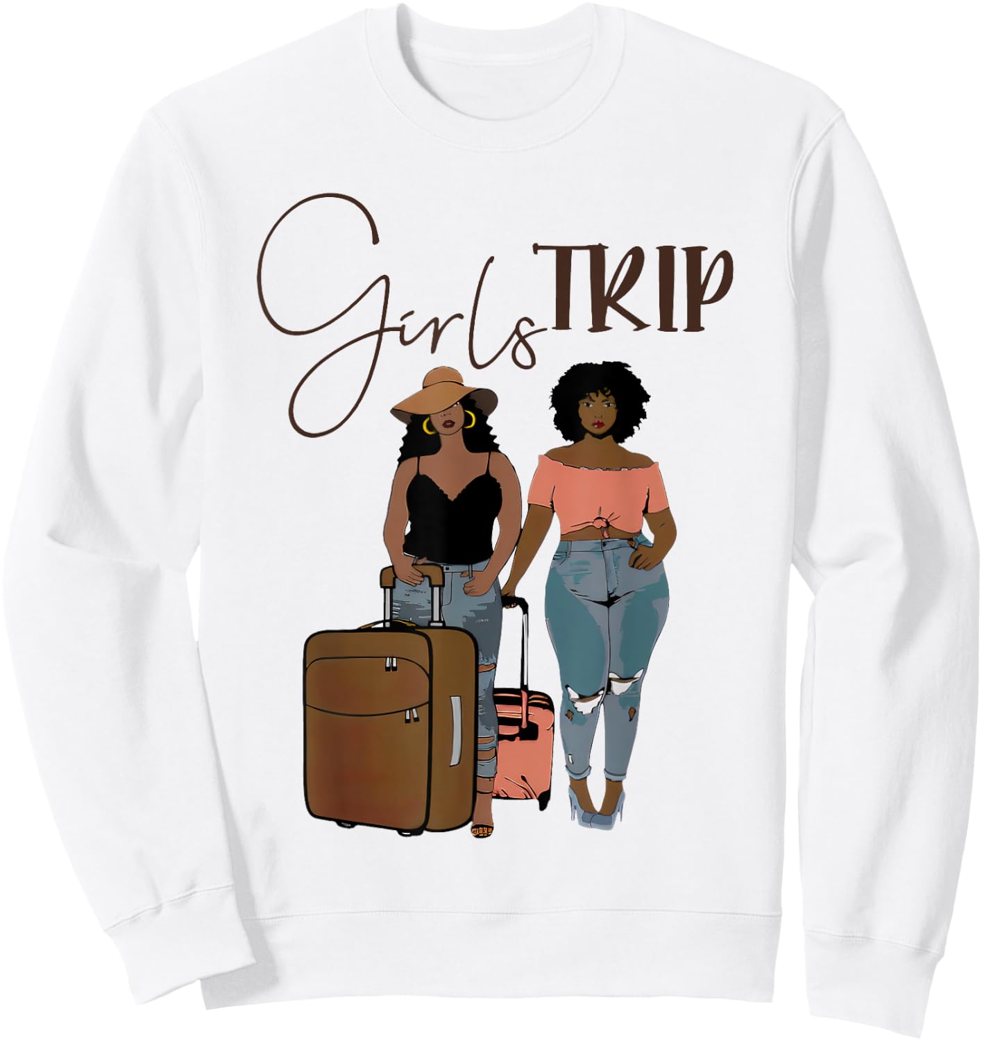 Girls Trip Black Girl Afro Novetly Sweatshirt - Sweatshirt | White