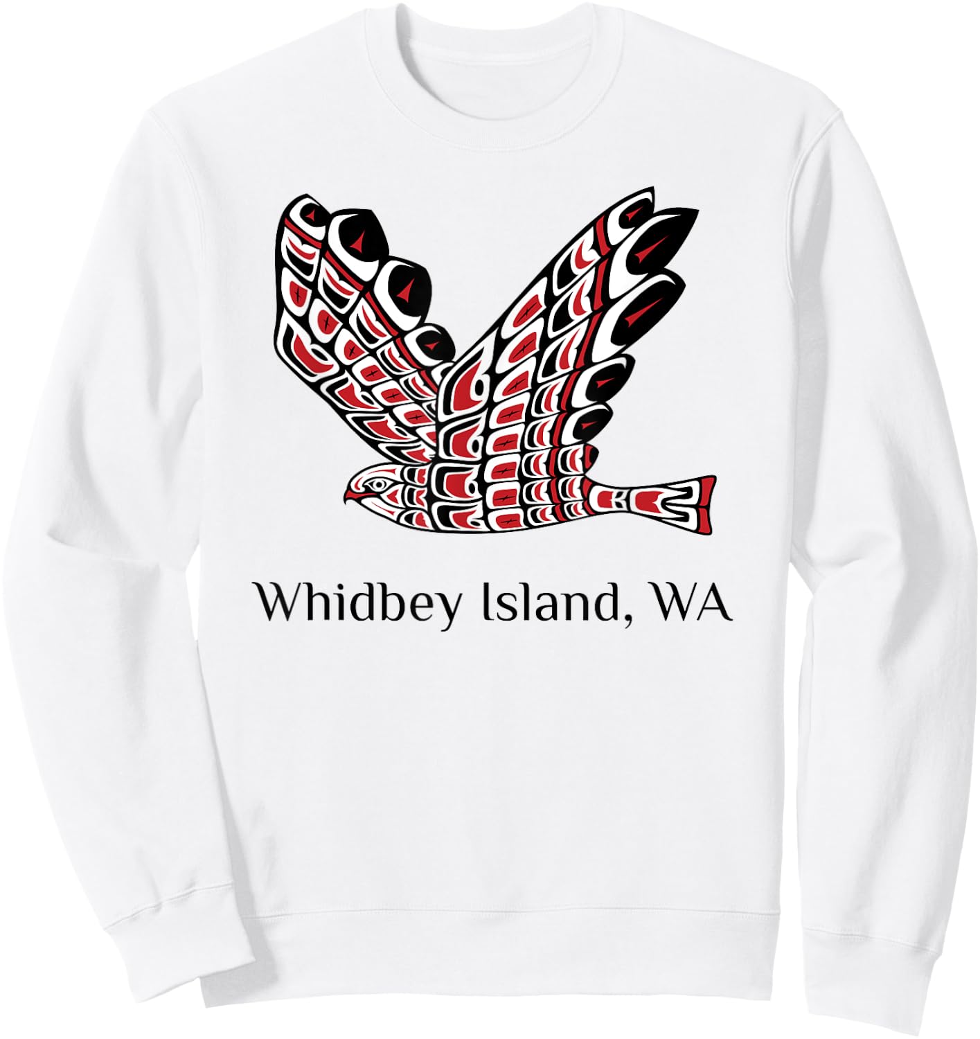 Whidbey Island Washington Red Tail Hawk PNW Native American Sweatshirt - Sweatshirt | White
