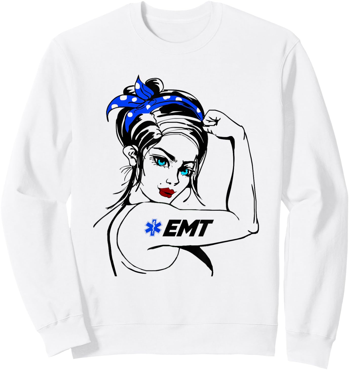 EMS Emergency EMT Rosie The Riveter Sweatshirt - Sweatshirt | White