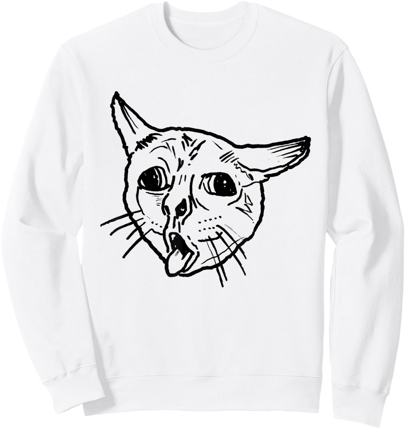 Ugly Coughing Cat Meme Sweatshirt - Sweatshirt | White