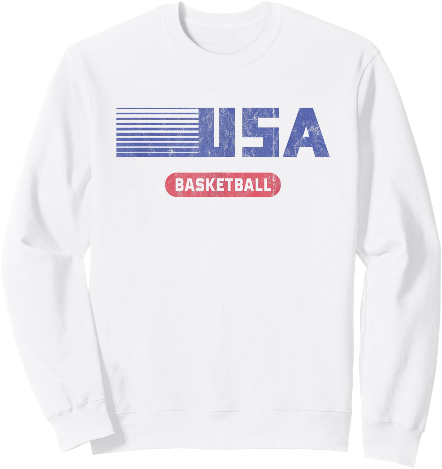Retro USA 2020 Team American Basketball Vintage Sweatshirt - Sweatshirt | White
