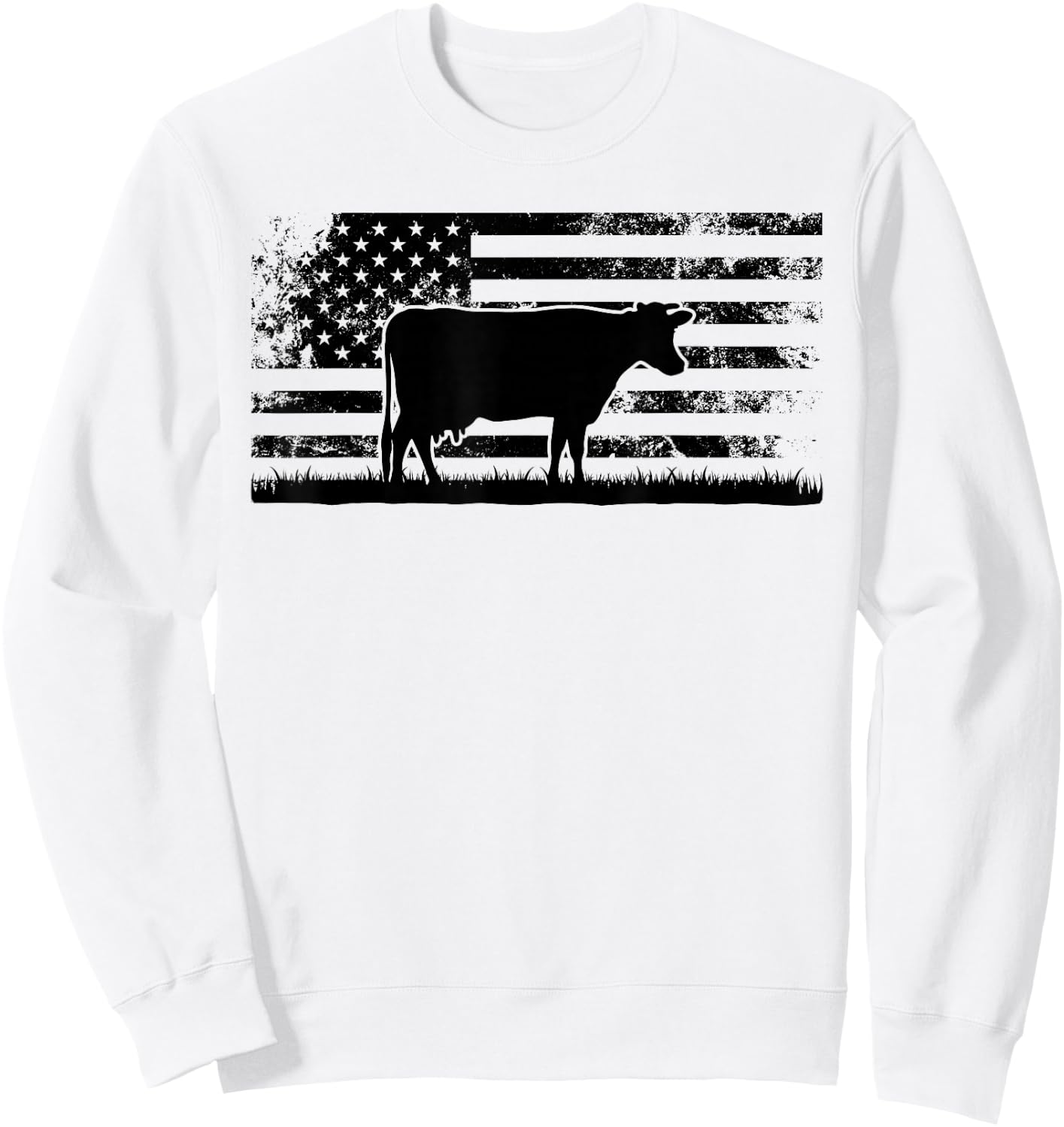 American Flag - Holstein Cow Rancher for Cattle Farmer Sweatshirt - Sweatshirt | White