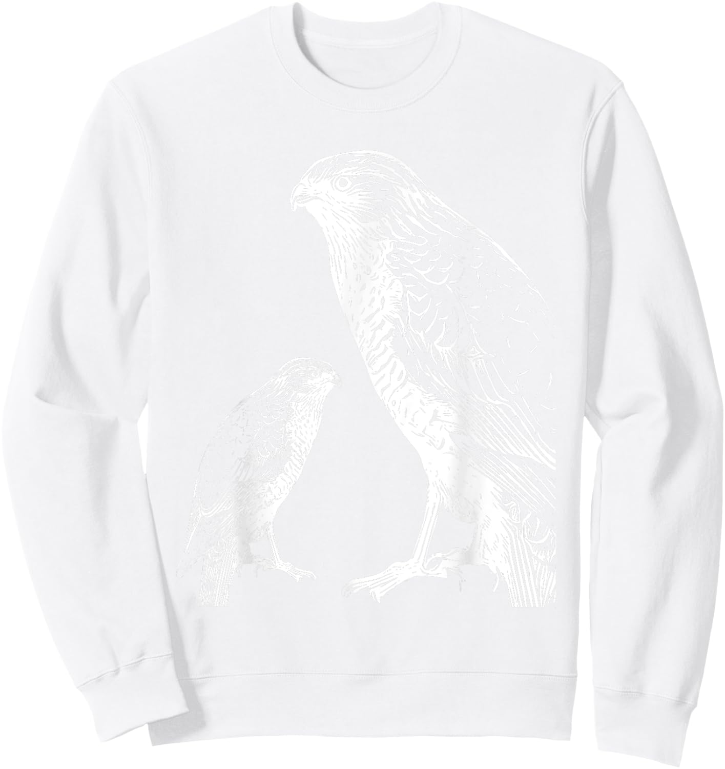 Falcon Bird of Prey Illustration Hawk Sweatshirt - Sweatshirt | White