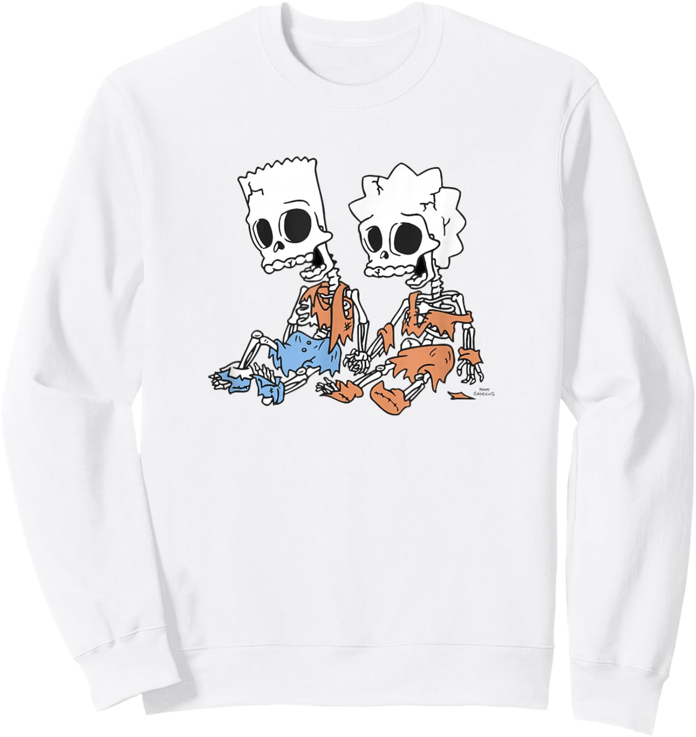 The Simpsons Bart & Lisa Skeletons Sweatshirt - Sweatshirt | White