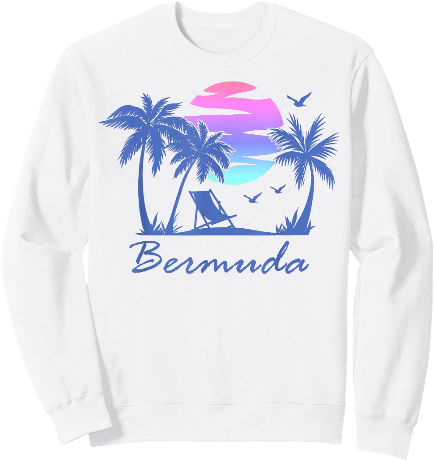 BERMUDA Beach Vacation Trip Retro Vintage Sunset Graphic Women Girls Kids Sweatshirt - Sweatshirt | White