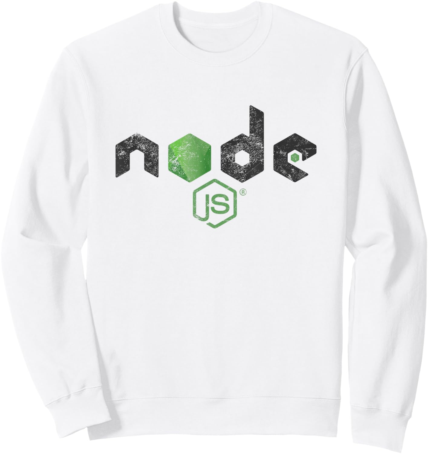 Node JS Logo Nodejs Programmer Developer Distressed Vintage Sweatshirt - Sweatshirt | White