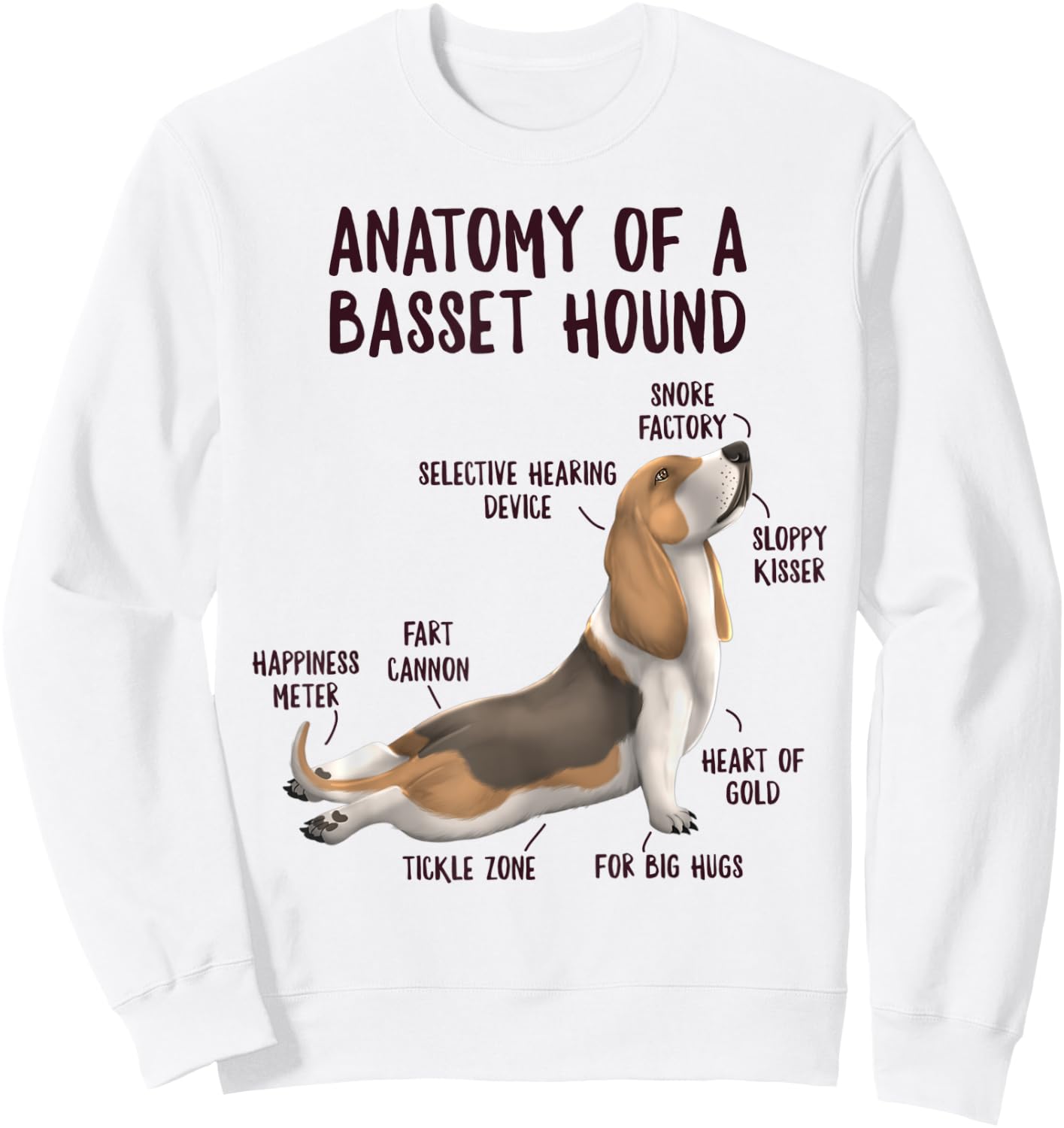 Anatomy of A Basset Hound Funny Dog Owner Puppy Lover Sweatshirt - Sweatshirt | White