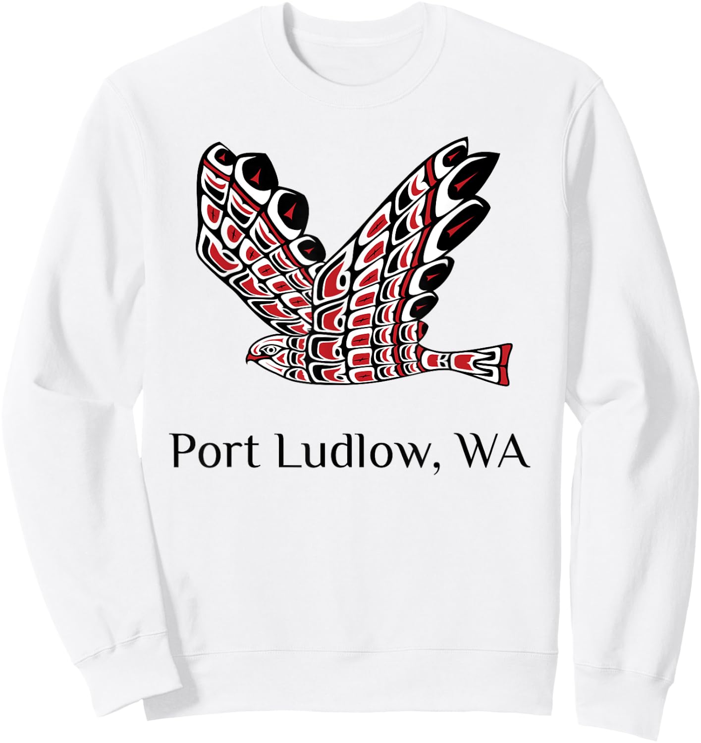 Port Ludlow WA Red Tail Hawk Native American Indian Sweatshirt - Sweatshirt | White