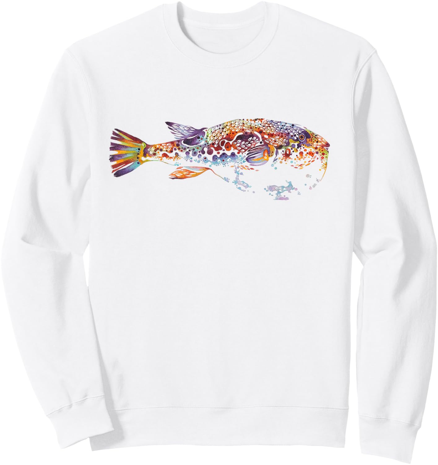 fugu fish butterfly Botanical Flower Plant blossom Sweatshirt - Sweatshirt | White