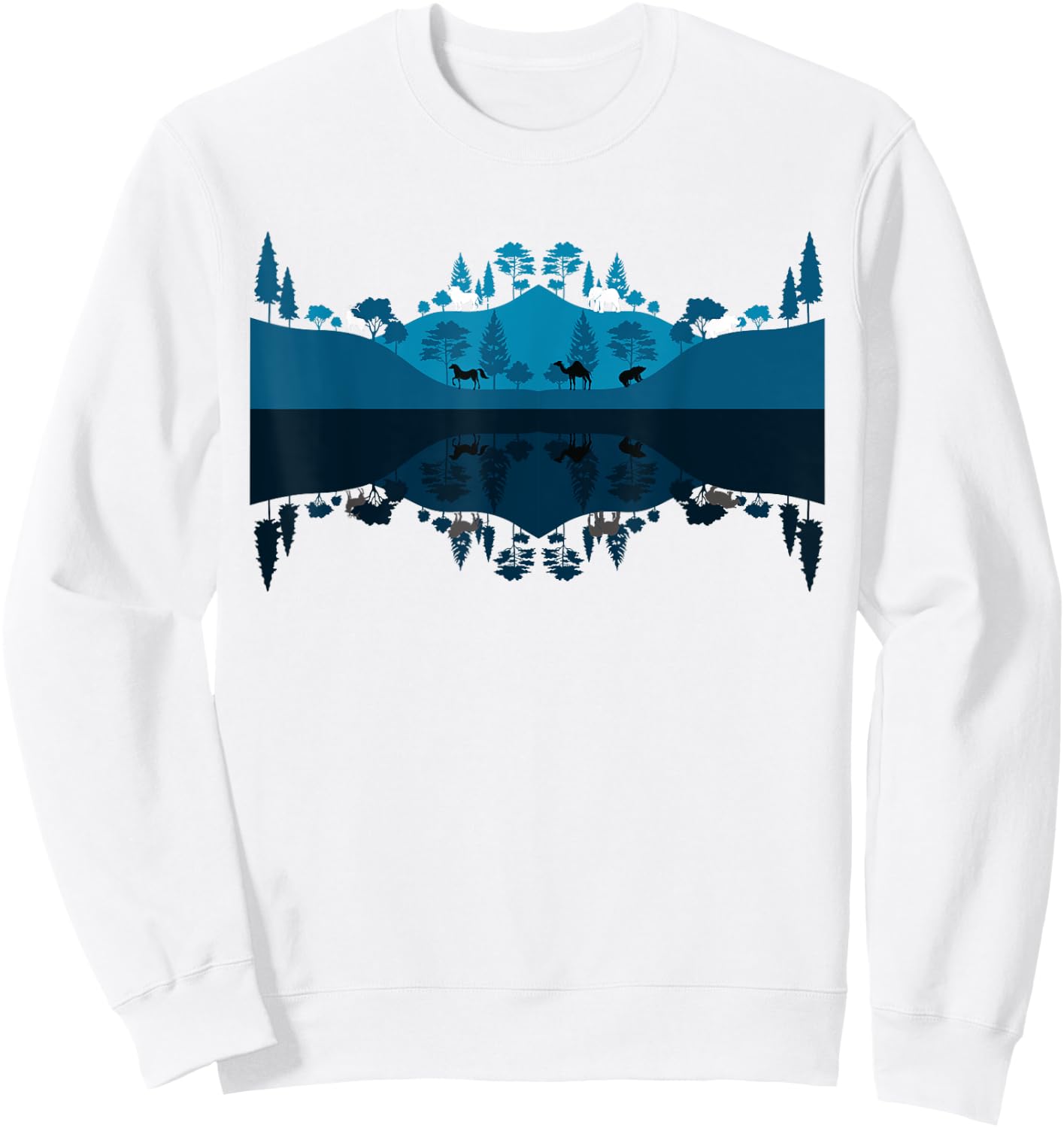 Wildlife Animals Outdoor Forest Trees Reflection Nature Sweatshirt - Sweatshirt | White