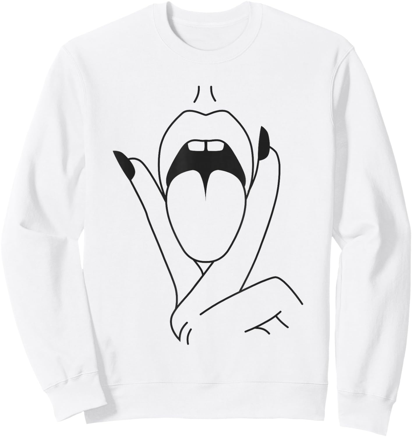 Lips Tongue Sexy Mouth Kiss Women Sweatshirt - Sweatshirt | White