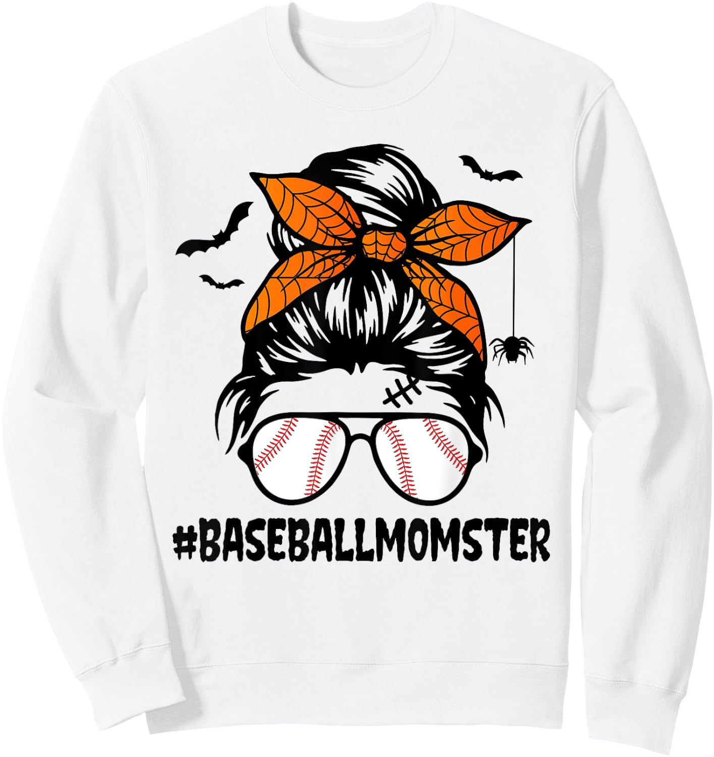Baseball Momster Shirt Halloween Mom Messy Bun Sweatshirt - Sweatshirt | White
