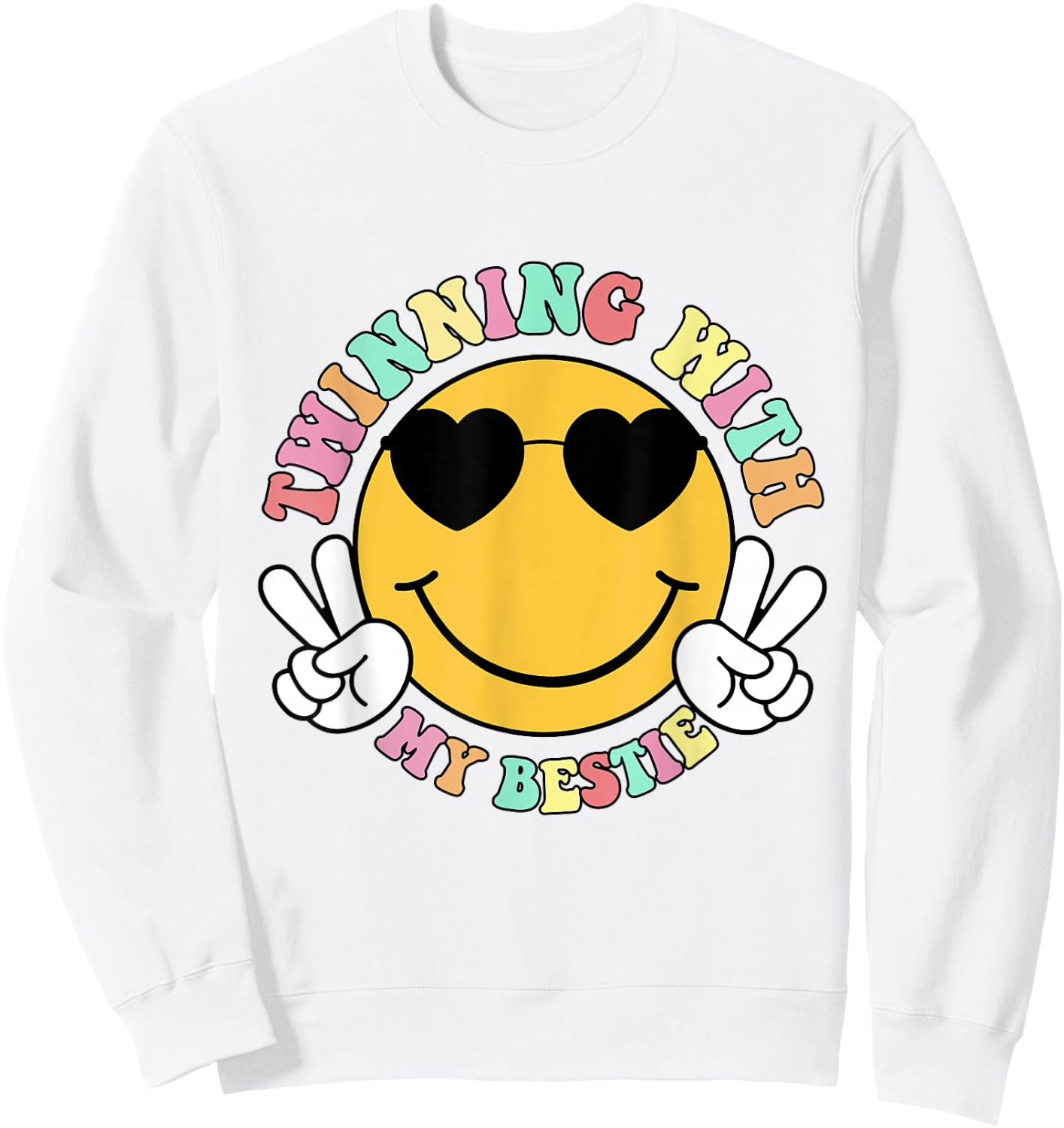 Twinning With My Bestie Girls Kids Matching Bestfriend BFF Sweatshirt - Sweatshirt | White