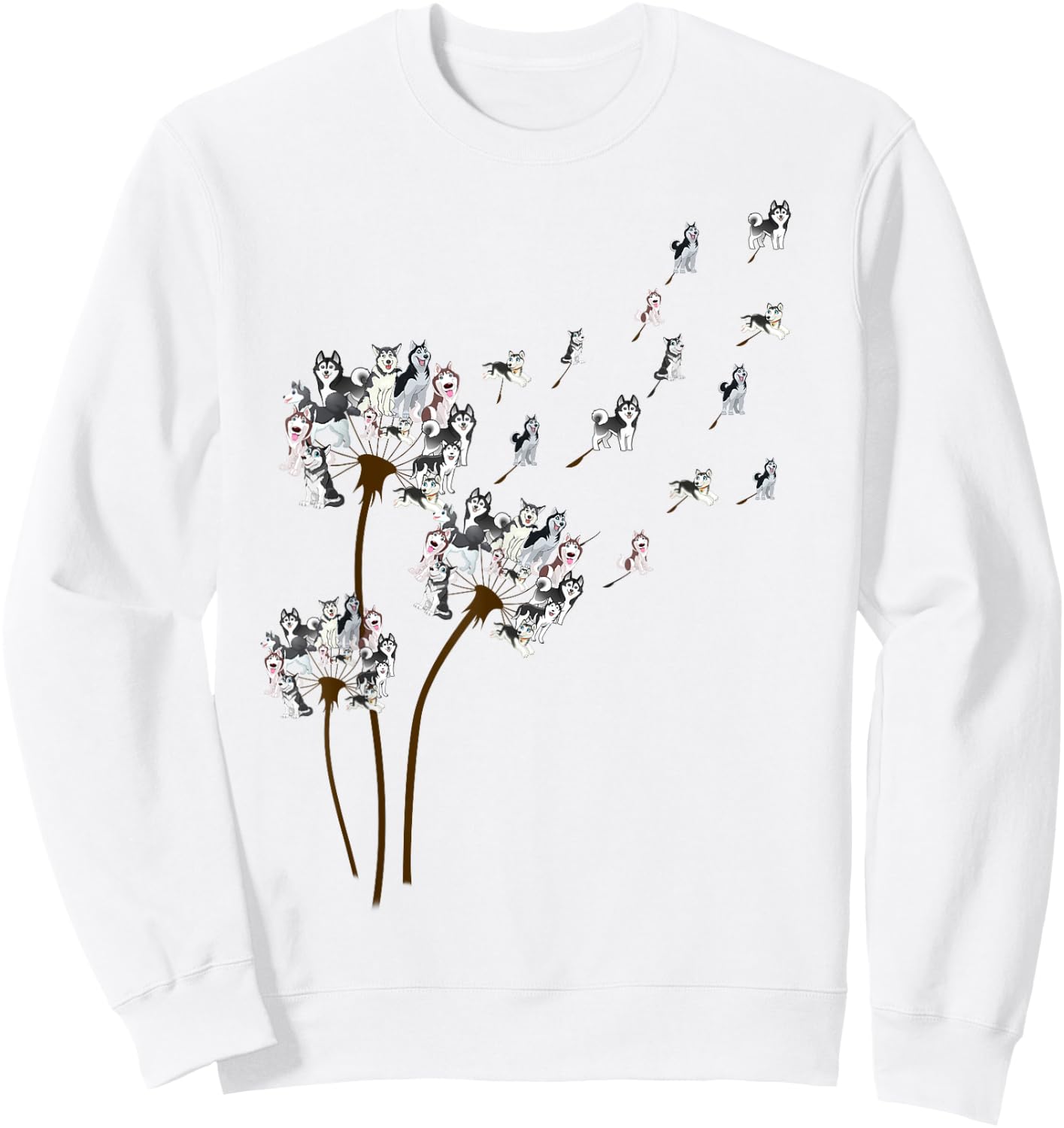 Husky Dandelion Funny Gift Dog Lovers Sweatshirt - Sweatshirt | White