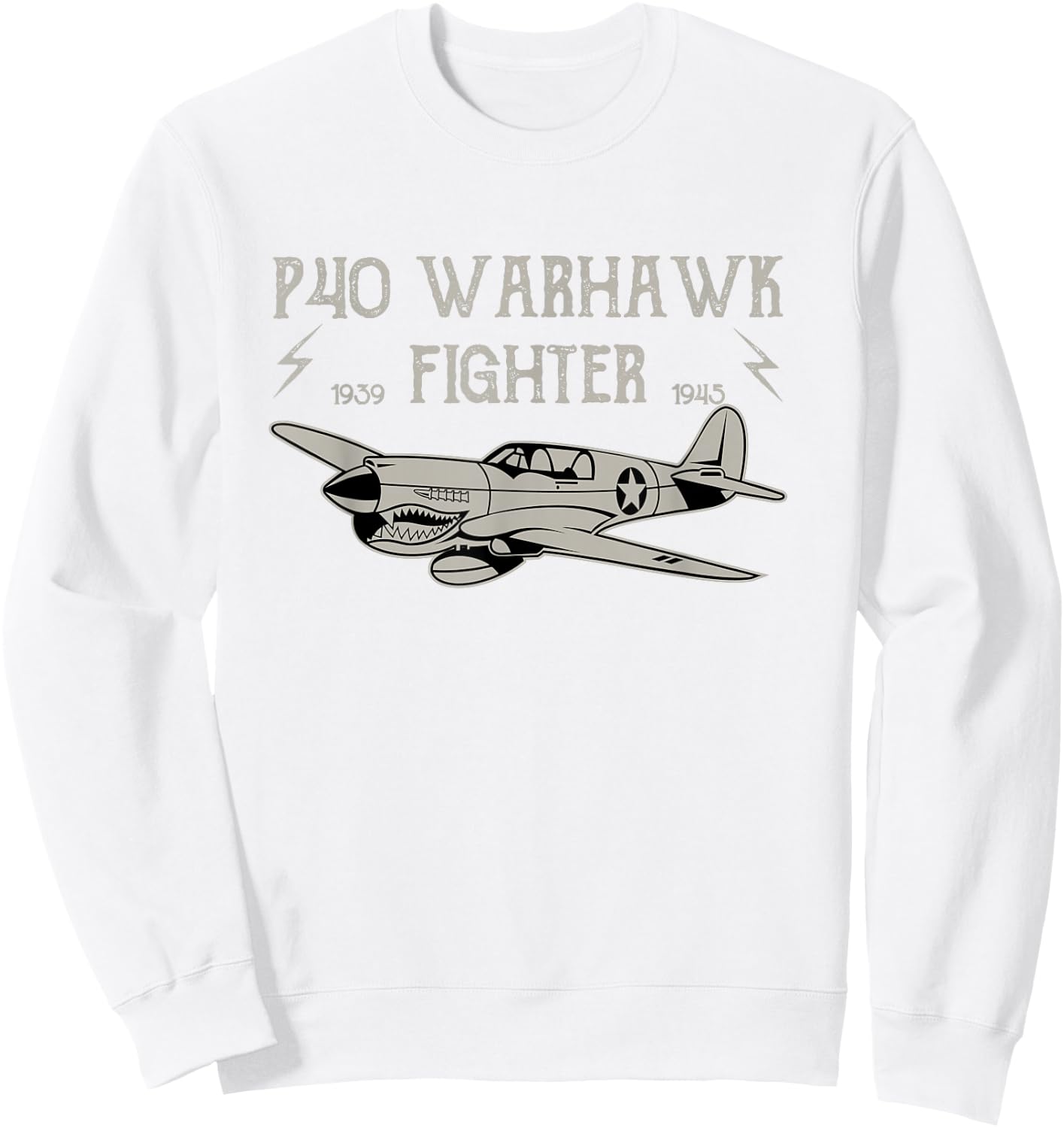 P-40 Warhawk WWII Aeroplane T Shirt Sweatshirt - Sweatshirt | White