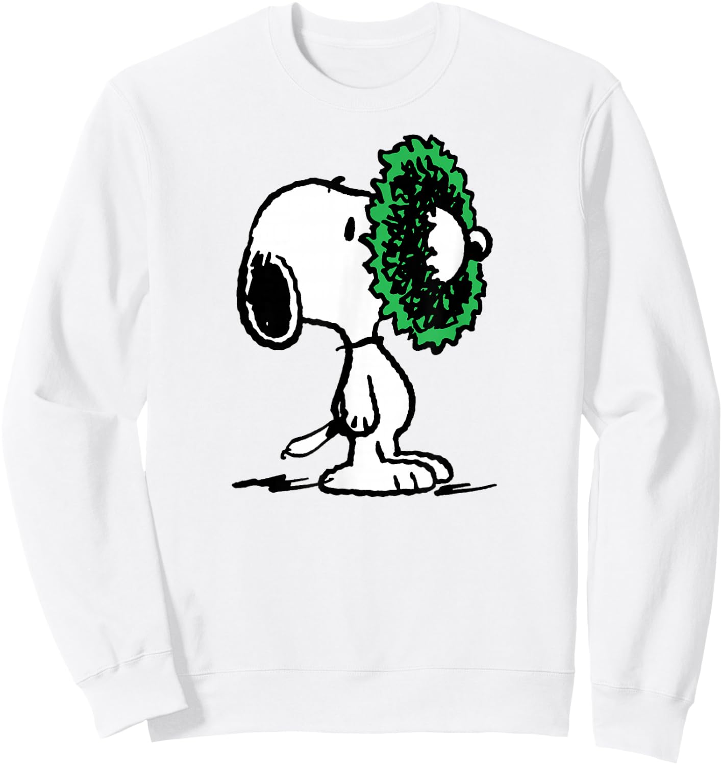 Peanuts Snoopy Holiday Be Merry Wreath Sweatshirt - Sweatshirt | White