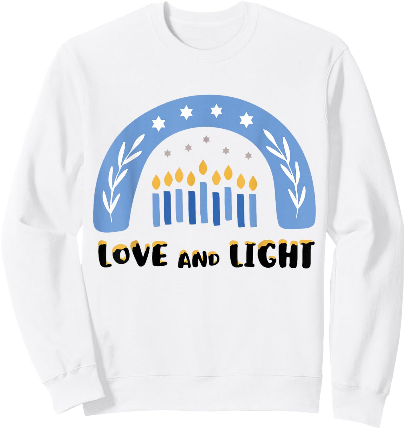 Love and Light Rainbow Hanukkah Shirt Jewish Chanukah Sweatshirt - Sweatshirt | White
