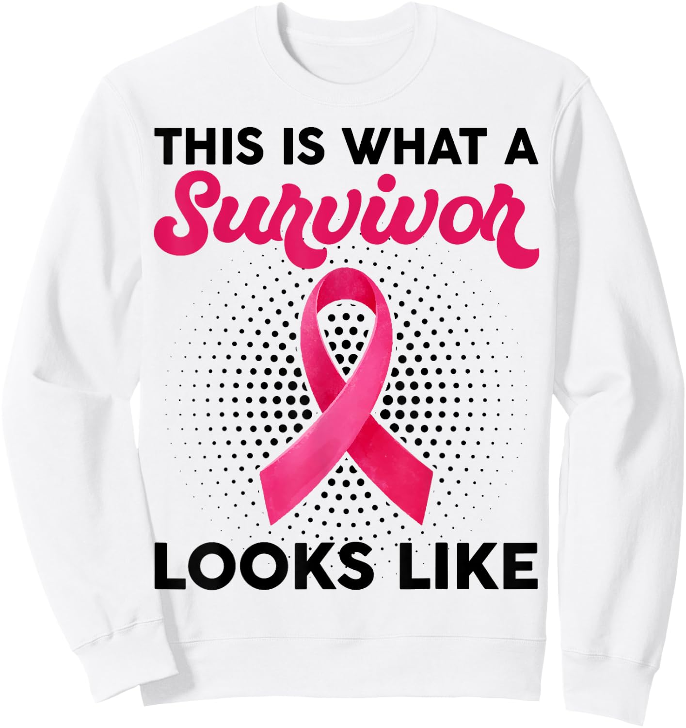 What A Survivor Looks Like Breast Cancer Awareness Sweatshirt - Sweatshirt | White