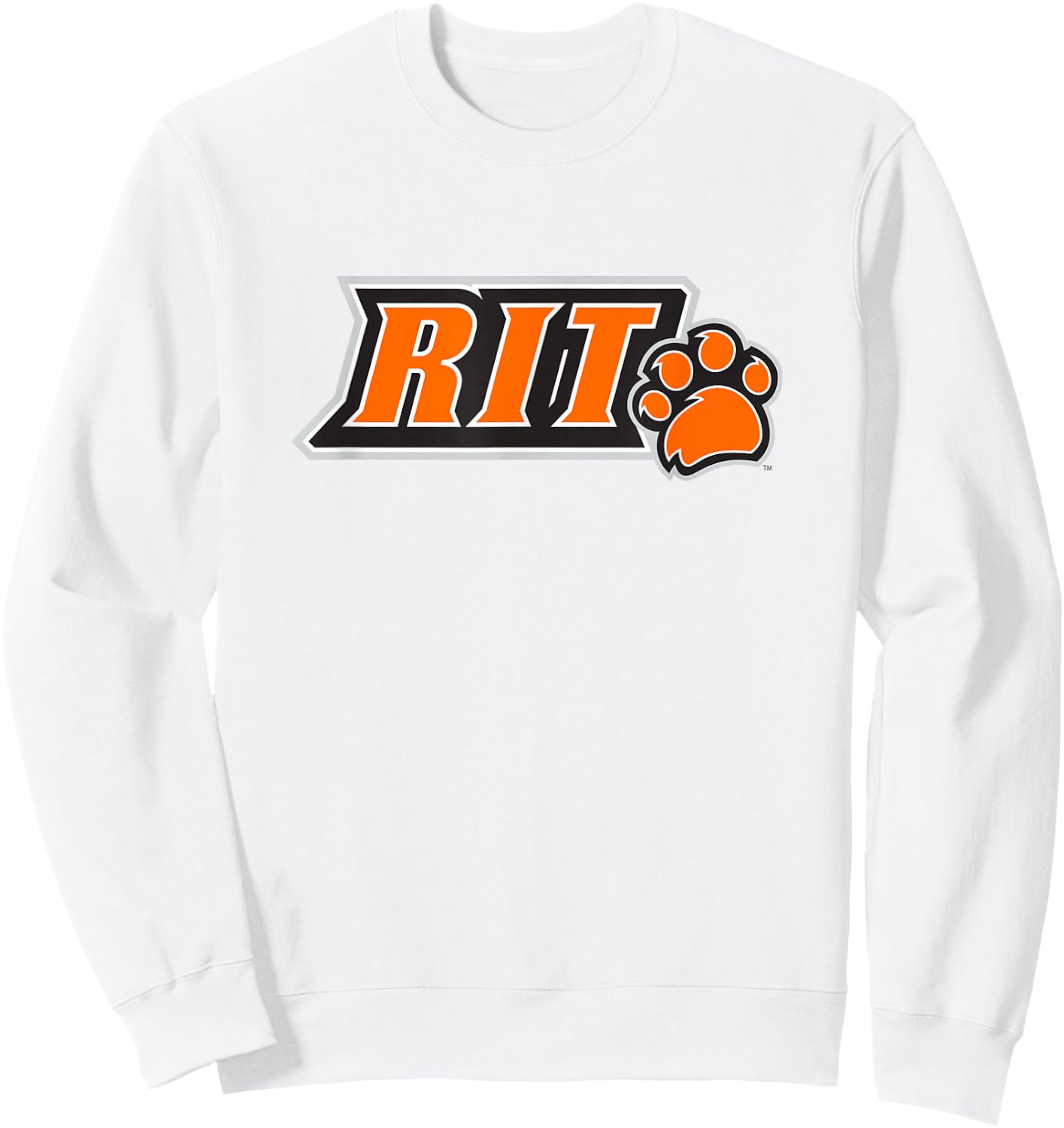 Rochester Institute of Technology RIT Tigers Paw Logo Sweatshirt - Sweatshirt | White