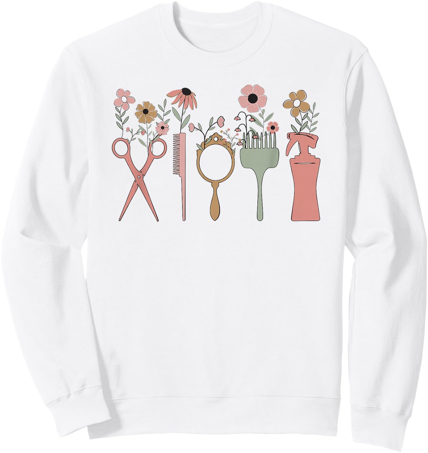 Hair Stylist Hairdresser Salon Men Women Groovy Retro Floral Sweatshirt - Sweatshirt | White
