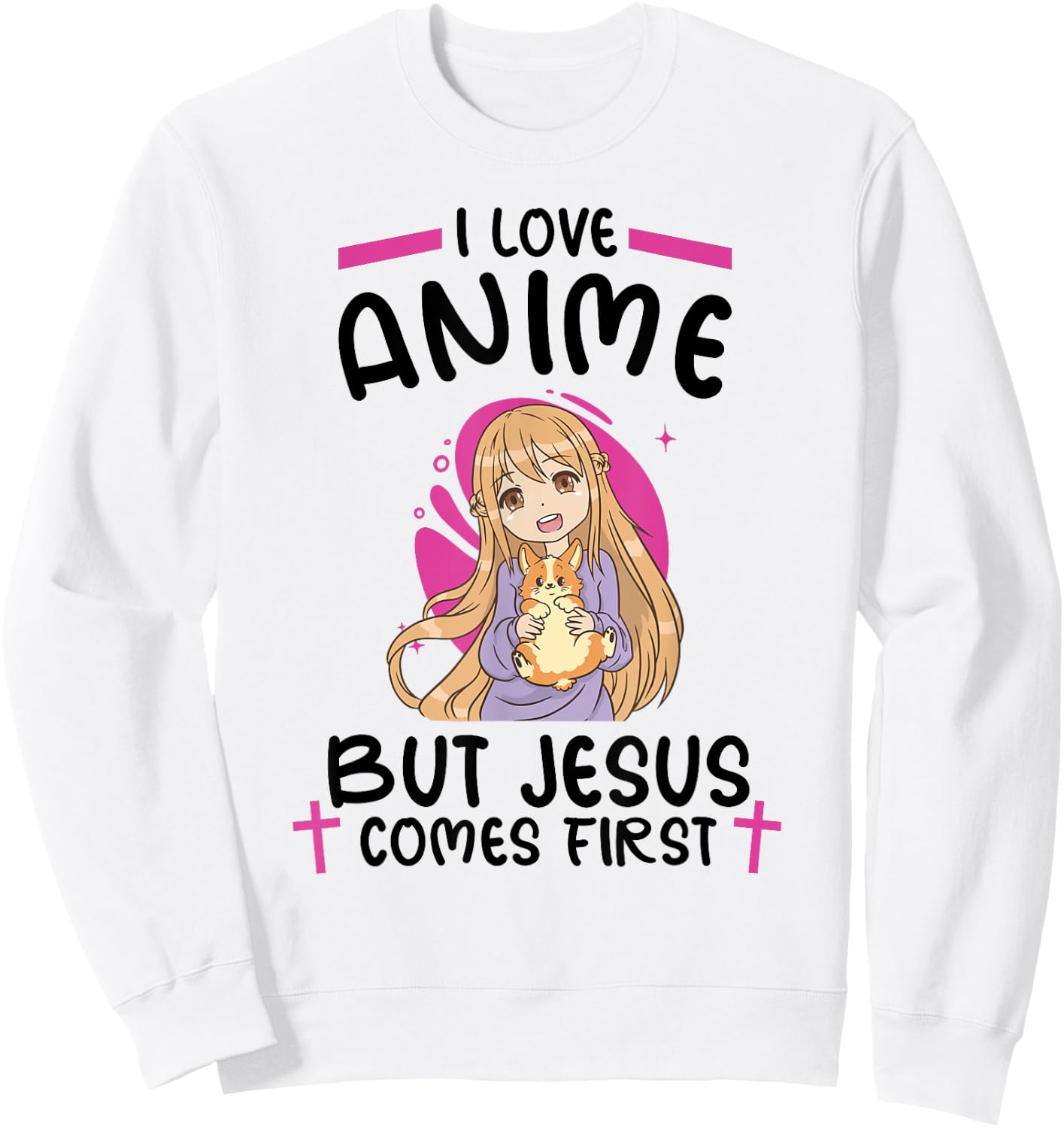 I Love Anime but Jesus Comes First Sweatshirt - Sweatshirt | White