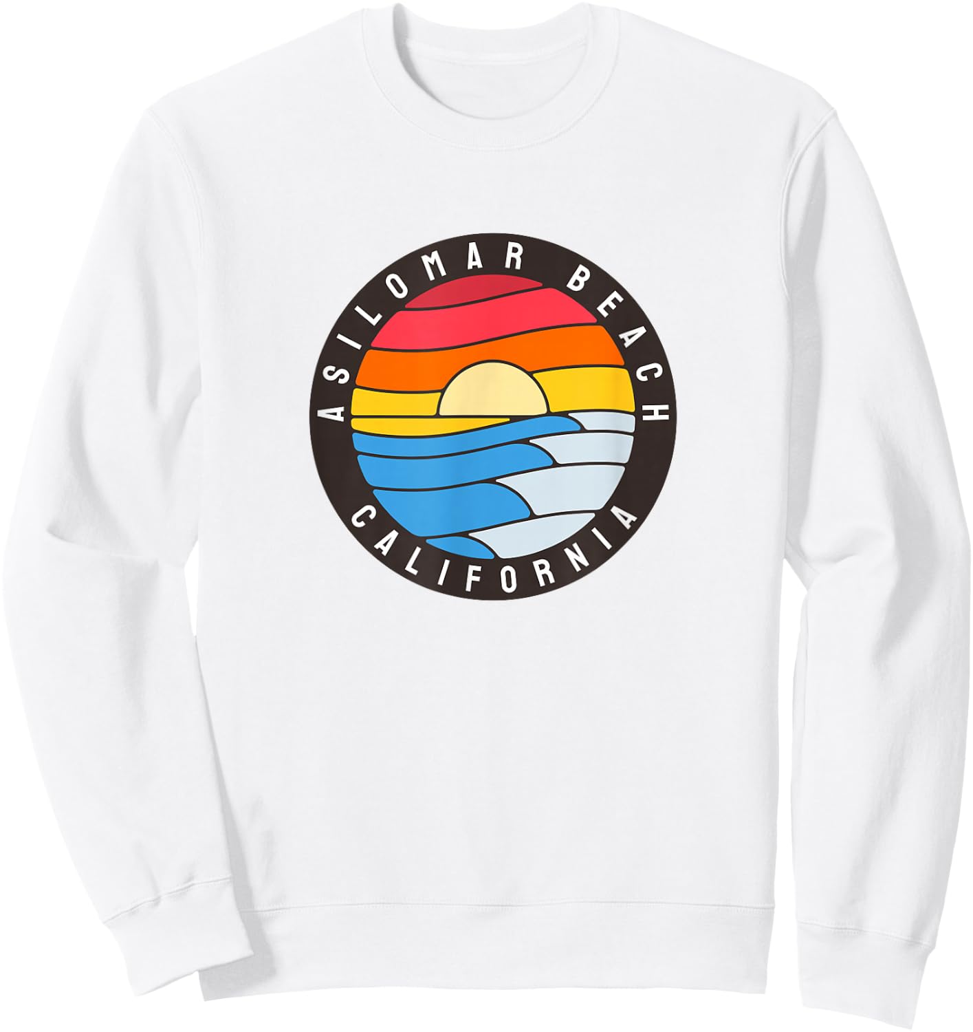 Asilomar State Beach California Retro Wave Sweatshirt - Sweatshirt | White