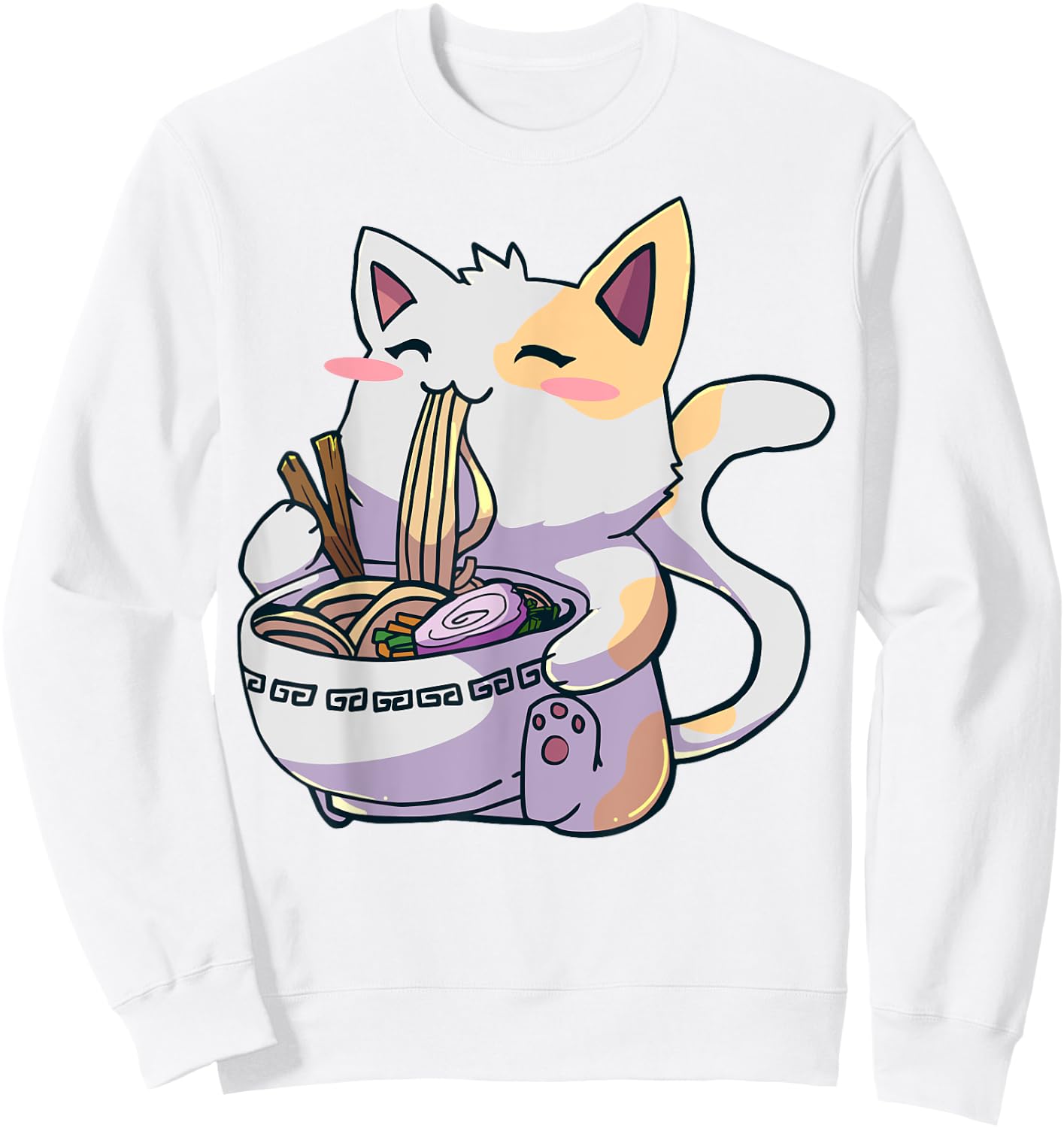 Ramen Cat Kawaii Anime Japanese Gift Sweatshirt - Sweatshirt | White