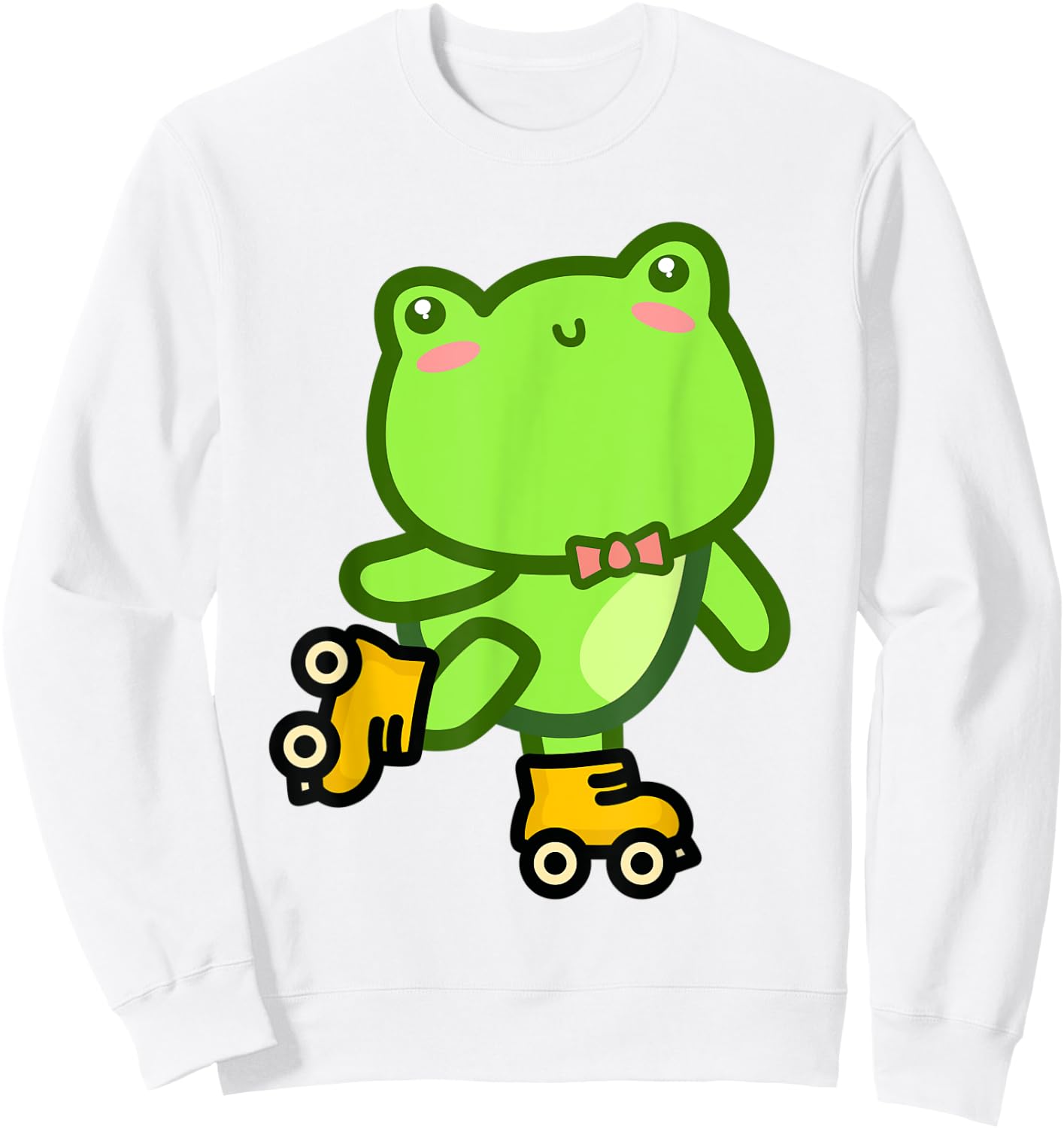 Whimsical Cute Kawaii Frog Roller Skating Amphibian Sweatshirt - Sweatshirt | White