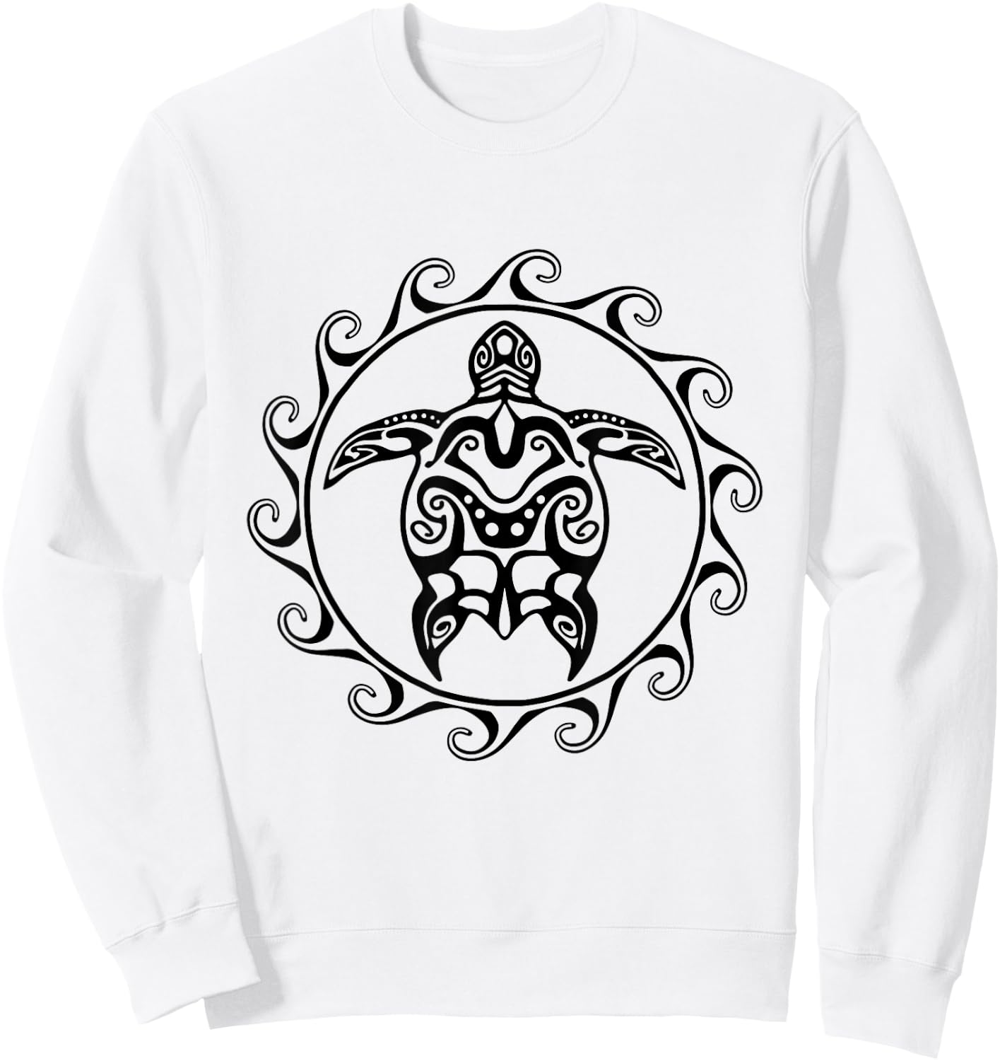 Tribal Polynesian Maori Sun Sea Turtle Sweatshirt - Sweatshirt | White