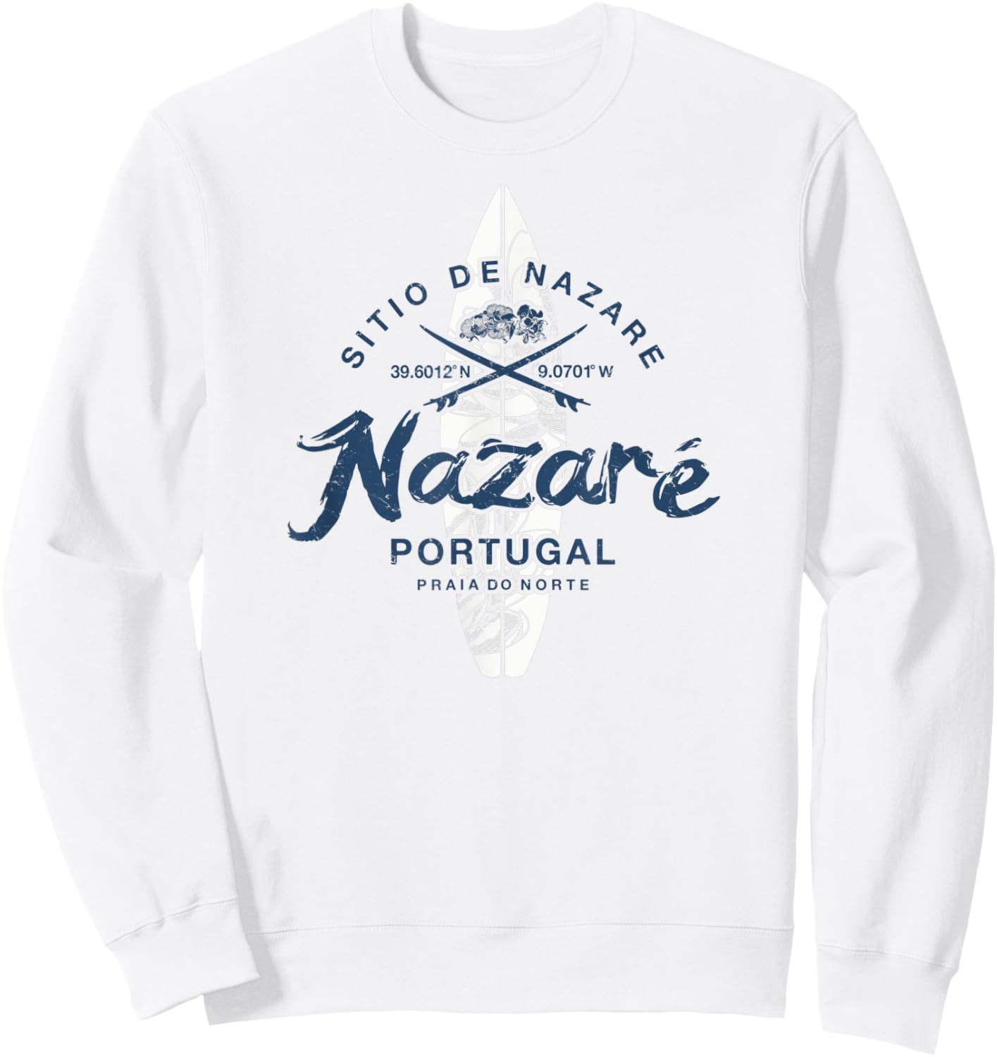 Nazare Portugal Praia do Norte Surfing Vintage Sweatshirt - Sweatshirt | White