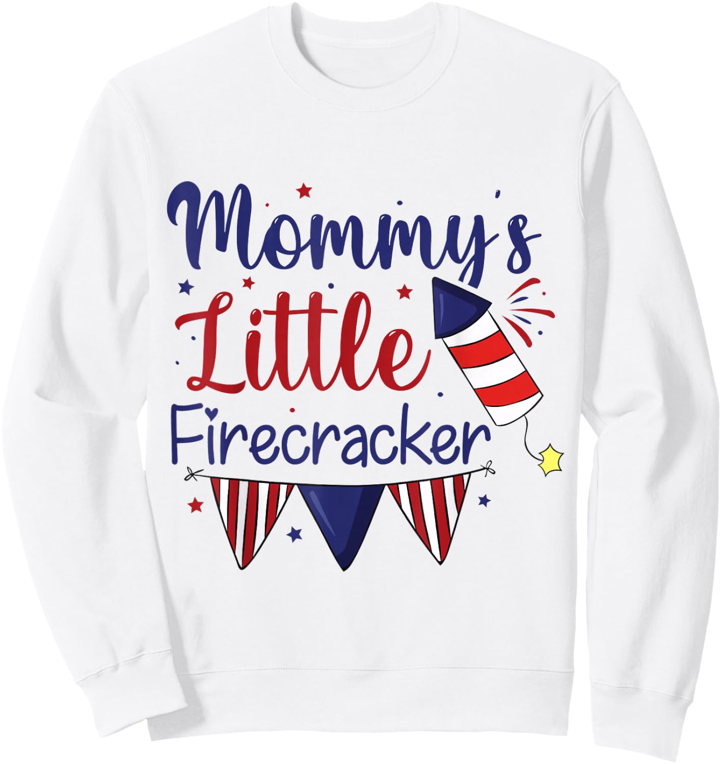Cute 4th of July Mommy's Little Firecracker Kids Toddlers Sweatshirt - Sweatshirt | White