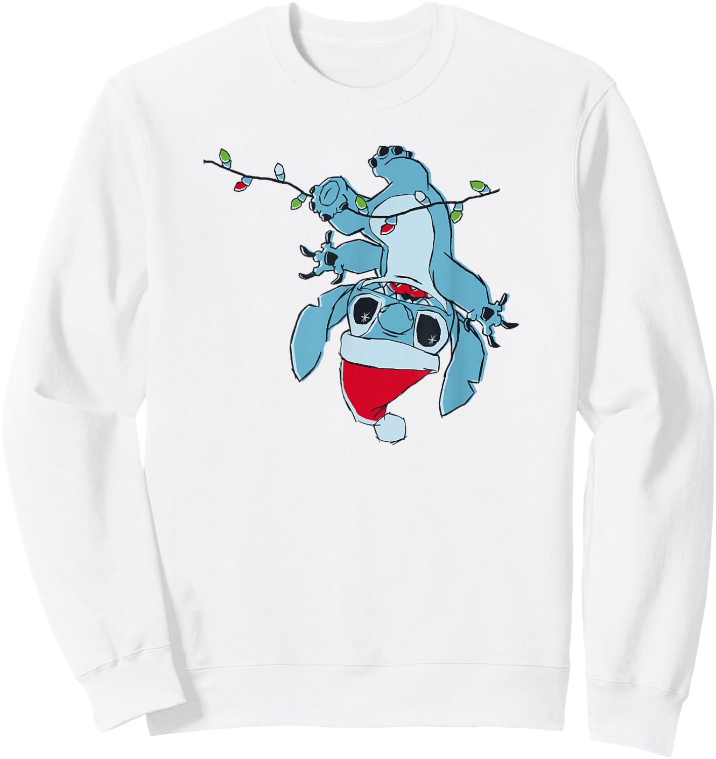 Disney Lilo & Stitch Christmas Lights Upside Down Stitch Sweatshirt - Sweatshirt | White
