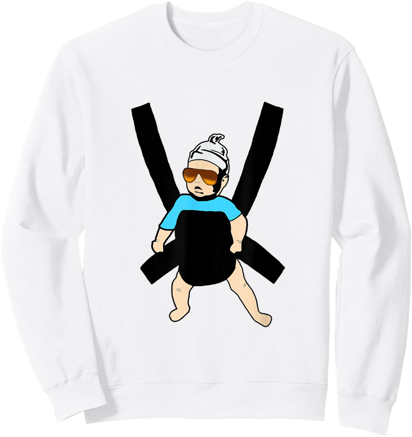 Carlos - Hangover Baby with Sunglasses in a Strap Sweatshirt - Sweatshirt | White