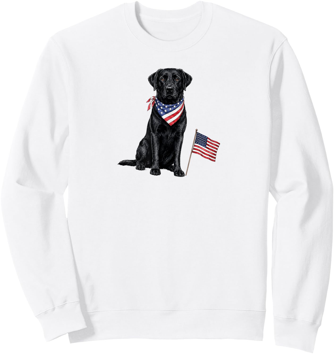Black Labrador American Flag 4th of July Sweatshirt - Sweatshirt | White
