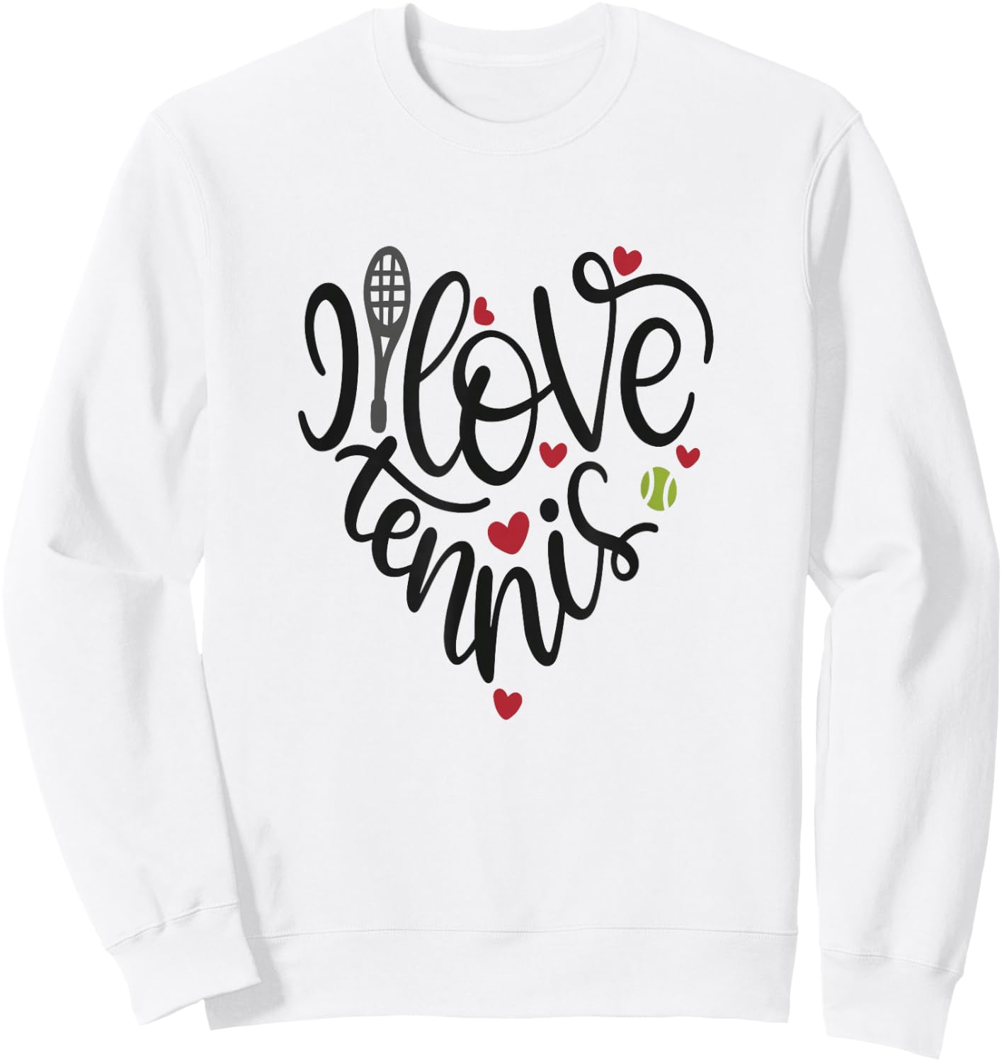 I Love Tennis Shirt Girly School Team Coach Player Heart Sweatshirt - Sweatshirt | White