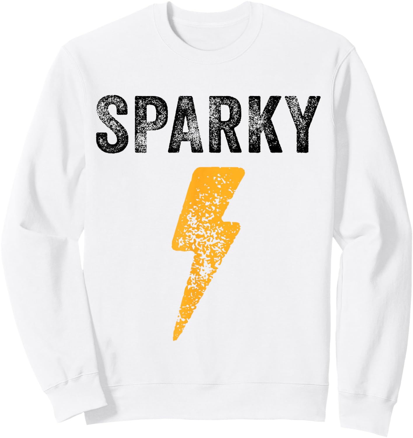 Electrician Funny Sparky Nickname Lightning Bolt Distressed Sweatshirt - Sweatshirt | White