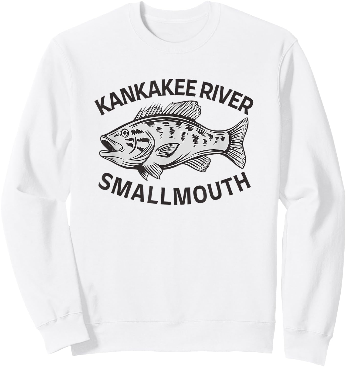 Kankakee River Bass Fishing Sweatshirt - Sweatshirt | White