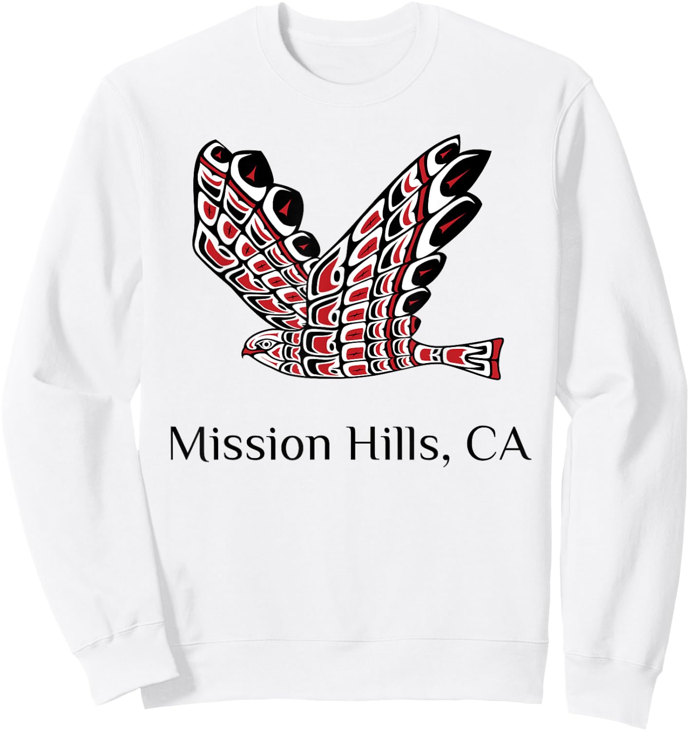 Mission Hills California Red Tail Hawk Native American Sweatshirt - Sweatshirt | White