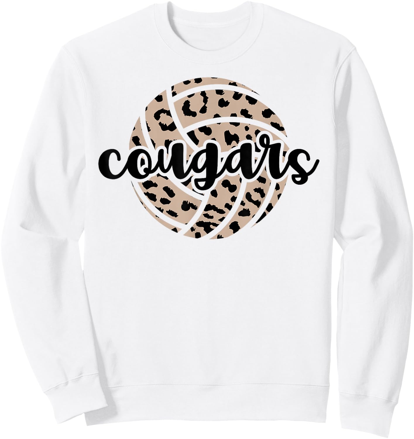 Cougars Volleyball Team Cheetah Mascot School Spirit Game Sweatshirt - Sweatshirt | White