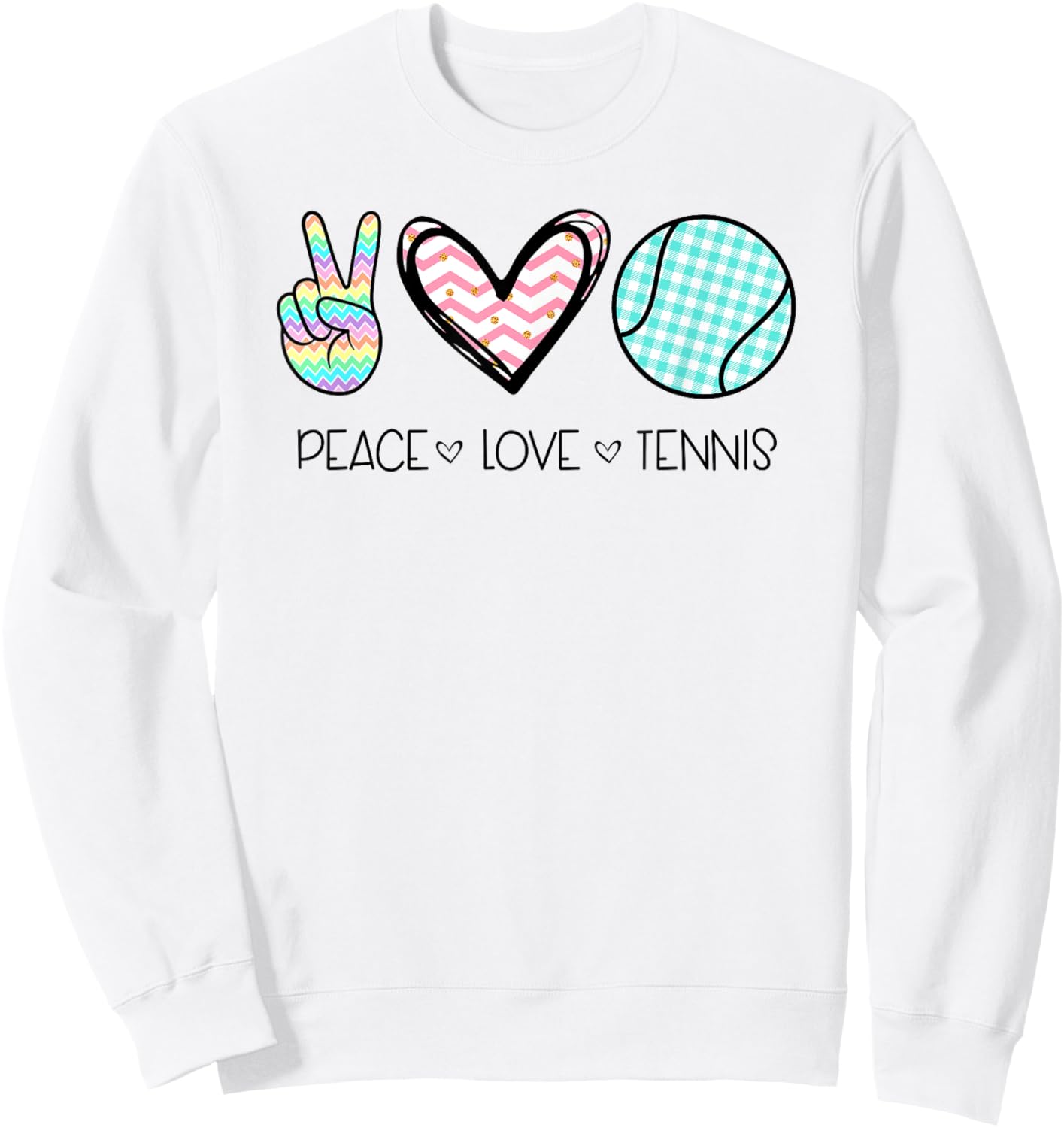 Peace Love Tennis Cute Design Teen Girls Sweatshirt - Sweatshirt | White