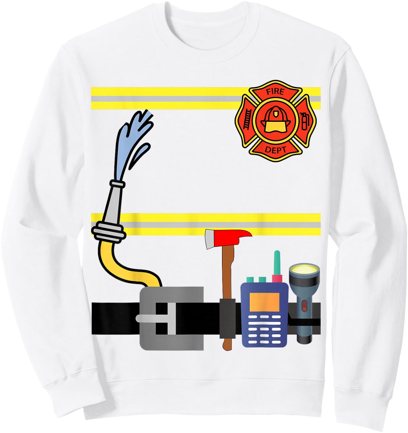 Boys Girl Men Kid Women's Fireman Firefighter Lazy Costume Sweatshirt - Sweatshirt | White