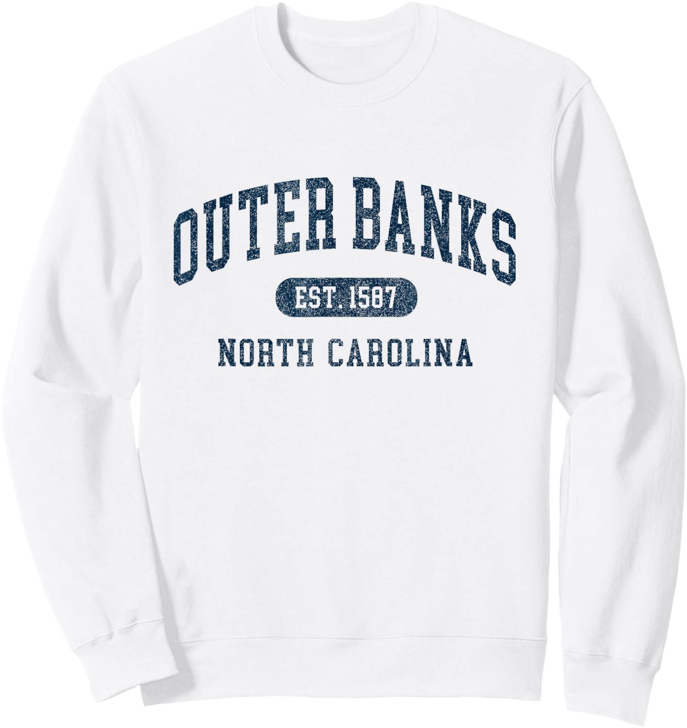 Outer Banks Est 1587 OBX North Carolina NC Vintage Retro Sweatshirt - Sweatshirt | White