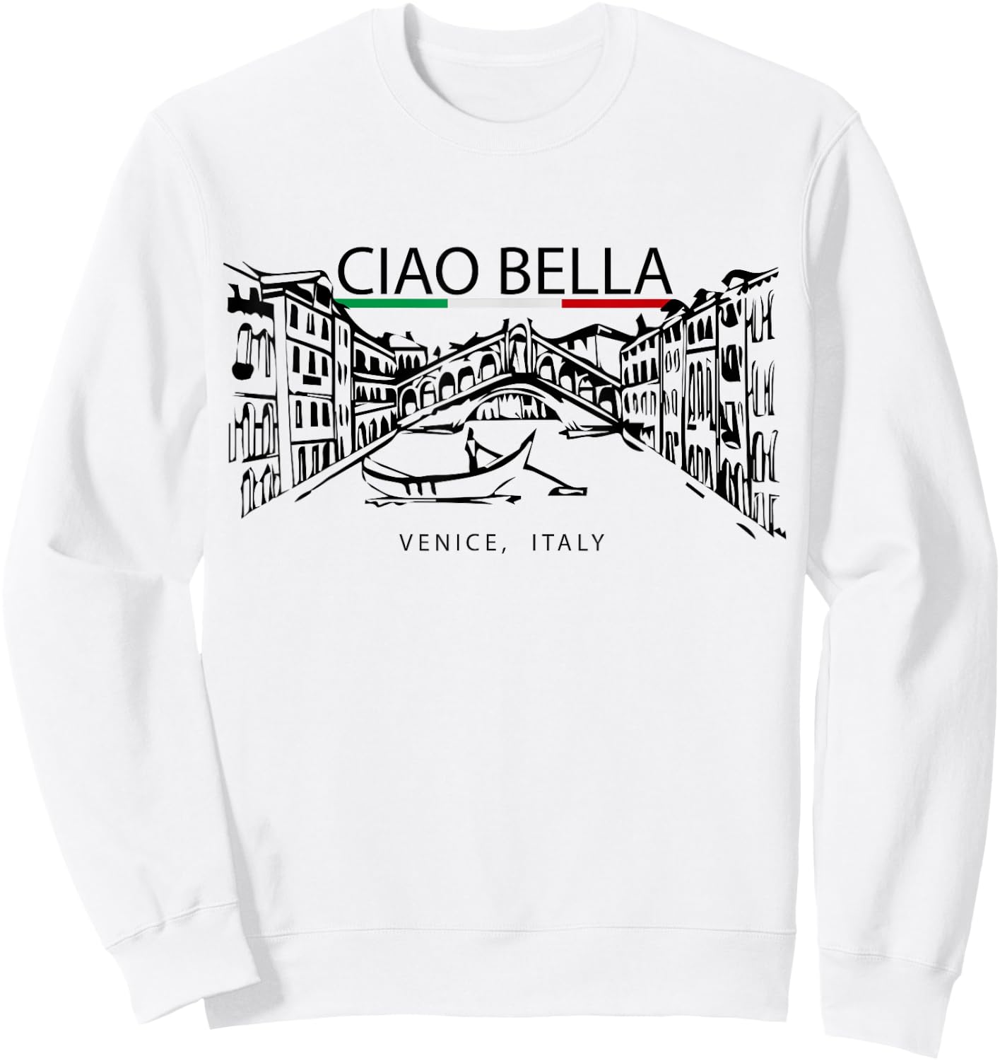Ciao Bella Vintage Venice Italy Italian Greeting Graphic Sweatshirt - Sweatshirt | White